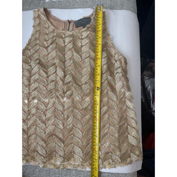 Anthropologie Sunday in Brooklyn Gold Leaf Pattern Sleeveless Top Small - Picture 13 of 16